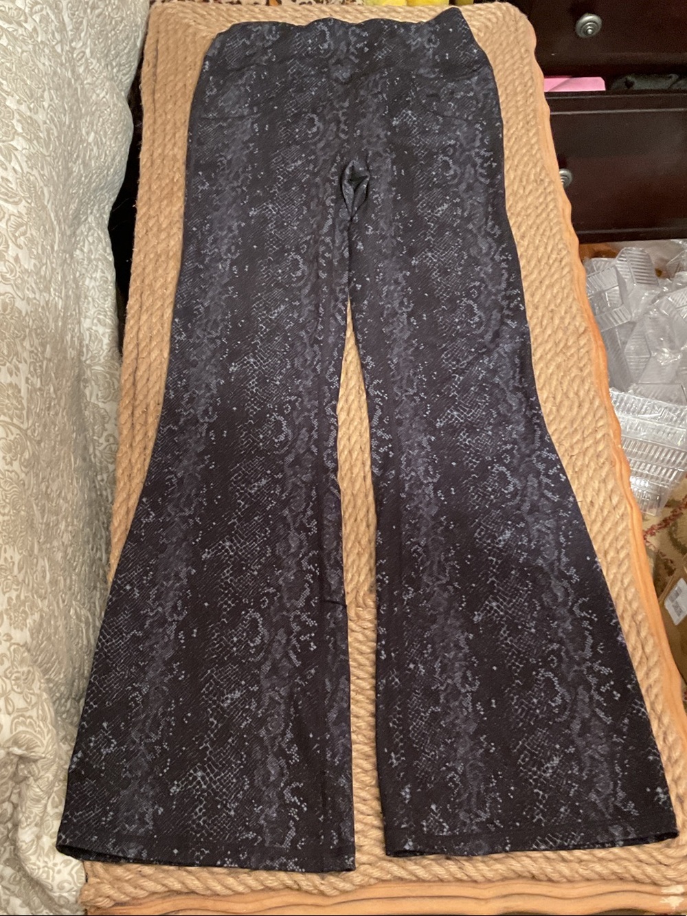 Women’s Black Python Patterned Flare Bootcut